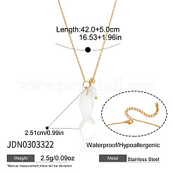 Colliers pour femmes avec pendentif coquillage naturel et chaîne en acier inoxydable 304&nbsp;WGCFF8B-02