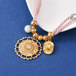 Colliers avec pendentif en forme de chapeau de cowboy en acier inoxydable 304 et cordon en polyester&nbsp;NJEW-C105-02G