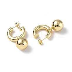 Anello in ottone con orecchini pendenti a sfera&nbsp;EJEW-P214-07G