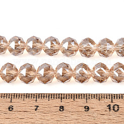 Perles rondes en verre transparent électroplaqué&nbsp;EGLA-T029-8mm-12T-14