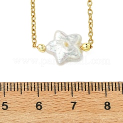 Collana da donna con ciondolo in perla keshi barocca naturale e catena a maglie in acciaio inossidabile 304.&nbsp;NJEW-JN06225-01