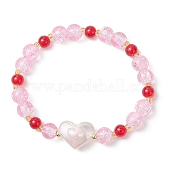 Bracelets extensibles en perles de verre craquelées peintes à la bombe pour femmes&nbsp;BJEW-MZ00201-03