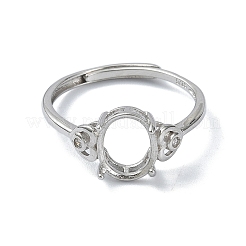 Verstellbare 925 Sterling Silber 4 Zinken Ringfassungen&nbsp;STER-K179-32P