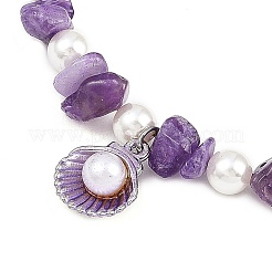 Cavigliere con perline in lega smaltata a forma di conchiglia&nbsp;AJEW-AN00734-03