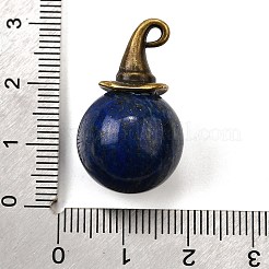 Pendentifs ronds en lapis-lazuli naturel avec chapeau de sorcière en alliage&nbsp;G-D311-01AB-02