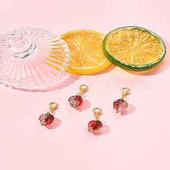 4 pieza de adornos colgantes de fresa hechos a mano con lampwork&nbsp;HJEW-FS00041-02