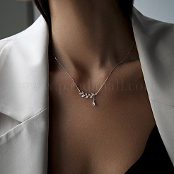 S925 Silber Zirkon Blatt Tropfen Ohrringe Halskette Schmuck-Set für Frauen elegante Mode&nbsp;YN0481-2