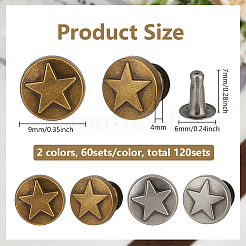12 sachet de rivets décoratifs en alliage de zinc de 2 couleurs&nbsp;FIND-FG0005-52B