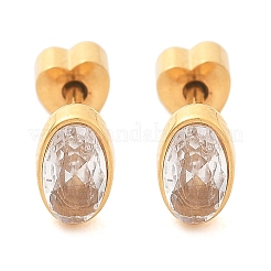 Orecchini a bottone con strass in acciaio inossidabile 304 per donna&nbsp;EJEW-M068-03G-01