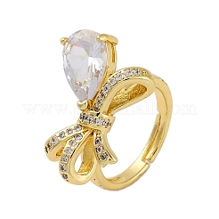 Verstellbare Fingerringe aus Messing mit klaren Zirkonia für Damen&nbsp;RJEW-M028-09G