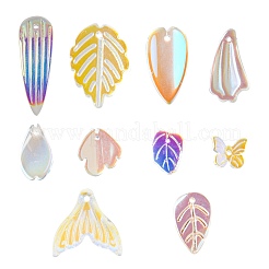 50pcs 10 pendentifs en verre peints à la bombe transparents de style&nbsp;GLAA-FS0001-07