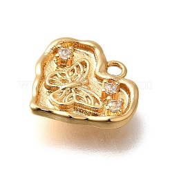 Pendentifs avec zircon cubiques à micro-pavés en laiton&nbsp;KK-K294-27G