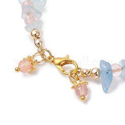 Bracelets en perles de verre de quartz cerise et d'aigue-marine naturelle pour femmes&nbsp;BJEW-JB12526-02