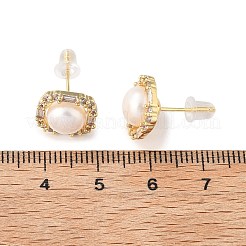 Messing Micro Pave klare Zirkonia Ohrstecker&nbsp;EJEW-P302-01G