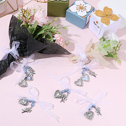 5 ciondolo con medaglione fotografico per bouquet da sposa in acciaio inossidabile e lega con strass&nbsp;HJEW-SC0002-96