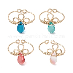 4 anello aperto in vetro per donna&nbsp;RJEW-TA00219-01