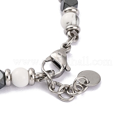 Braccialetto con perline rotonde in howlite naturale ed ematite sintetica&nbsp;BJEW-P339-02P-06