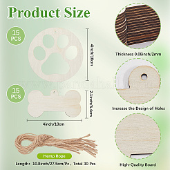 2 kit de grands pendentifs en bois vierges non finis&nbsp;WOOD-CP0001-16