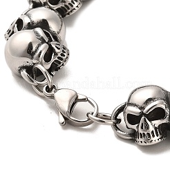 Bracelets à maillons en acier inoxydable 304 avec tête de mort&nbsp;BJEW-E094-14AS