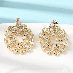 Aretes colgantes de circonita cúbica con micro pavé de latón para mujer&nbsp;EJEW-F423-01G