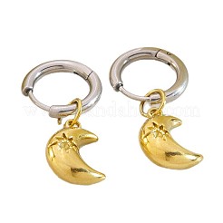 Boucles d'oreilles pendantes créoles en acier inoxydable 304 serties de micro-pavés de zirconiums cubiques pour femmes&nbsp;WGE2C14-04
