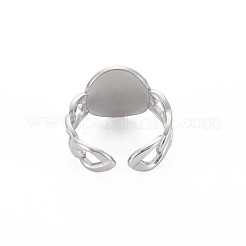 Bague ovale en acier inoxydable 304 anti-ternissement avec manchette ouverte pour femme&nbsp;RJEW-S405-164P