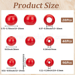 Cuentas redondas de madera de schima natural pintadas con aerosol y teñidas&nbsp;WOOD-PA0001-80