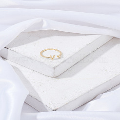 1 bague ouverte en laiton micro pavée avec zircone cubique transparente pour femme&nbsp;RJEW-LP0002-37V