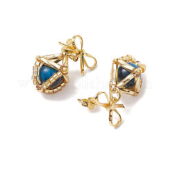 Pendientes colgantes con lazo de ojo de tigre natural&nbsp;EJEW-MZ00348-03