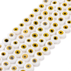 Handmade bösen Blick lampwork flache runde Perle Stränge&nbsp;LAMP-L058-6mm-22