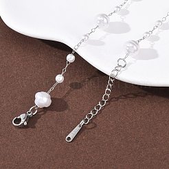 Bracelets à maillons en perles rondes en plastique ABS&nbsp;BJEW-G774-05P