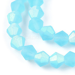 Imitez des brins de perles en verre givré bicône en cristal autrichien&nbsp;GLAA-F029-TM4mm-A20