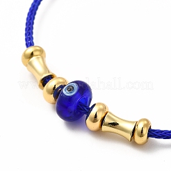 Brazalete con cuentas de latón y mal de ojo de murano&nbsp;BJEW-L679-01G