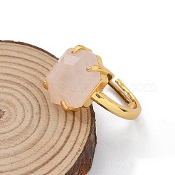 Anelli esagonali in quarzo rosa naturale&nbsp;RJEW-B113-02G-04