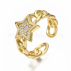 Anneaux de manchette en laiton micro pave zircone cubique&nbsp;RJEW-N035-002-NF