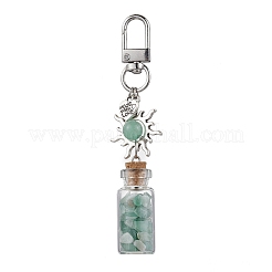 Botella de deseos de vidrio con chips de piedras preciosas naturales y sintéticas en el interior y adornos colgantes&nbsp;GG-CJ167A