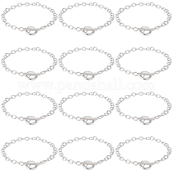 12 Stück Kabelkettenarmbänder aus Legierung für Damen und Herren&nbsp;BJEW-SC0001-60P