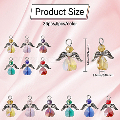 36 Stück Engel-Glasanhänger in 6 Farben.&nbsp;PALLOY-CA00009
