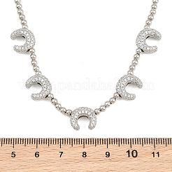 Collane a doppio corno e a perline rotonde in ottone con micro pavé di zirconi cubici trasparenti&nbsp;KK-CBA4547-06P
