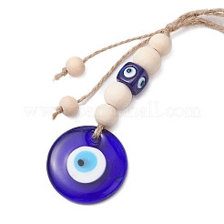 Décorations suspendues en lampwork faites à la main avec mauvais œil bleu&nbsp;HJEW-JM02303-01