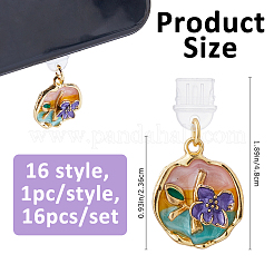16 pièces 16 styles de bouchons mobiles anti-poussière en pvc&nbsp;HJEW-FH00212