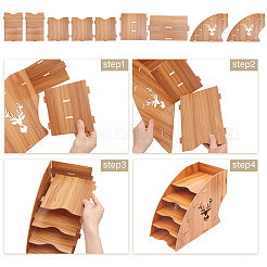 5-Slot-Montage-Desktop-Papier-Organizer aus Hirschholz&nbsp;ODIS-WH0026-28