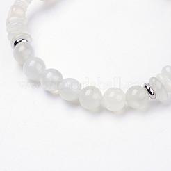 Natürliche weiße Mondsteinperlen dehnen Armbänder aus&nbsp;BJEW-JB03374-03