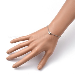 Latón micro pavimenta pulseras de encantos de circonita cúbica transparente&nbsp;BJEW-JB05400-03