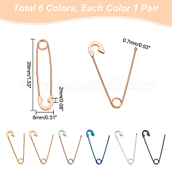 12 pieza de pendientes de aro con imperdible de acero inoxidable 304 de 6 colores para mujer&nbsp;AJEW-UN0001-40