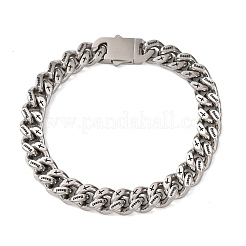 Bracelets en acier inoxydable 304 gravés d'une bête et d'une croix chrétienne inversée&nbsp;BJEW-F529-17P