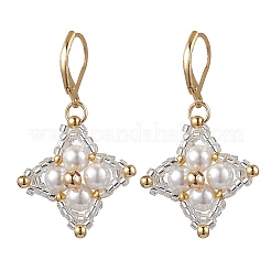 Orecchini a leva con perline di vetro e rombi&nbsp;EJEW-MZ00346-04