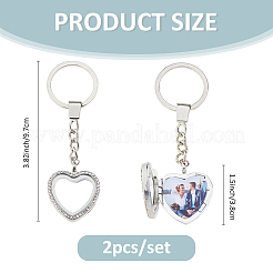 2 Stück schwimmende Medaillon-Anhänger aus Herzlegierung und Glas&nbsp;KEYC-FH00042