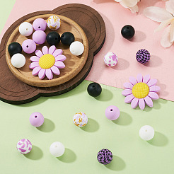 1 Set Sonnenblumen- und runde Silikon-Fokusperlen&nbsp;SIL-TA0003-25A