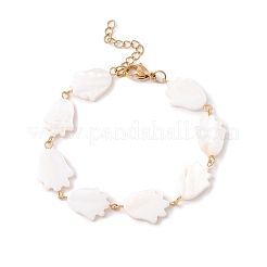 Bracelet chaîne à maillons coquillage naturel&nbsp;BJEW-C015-05G